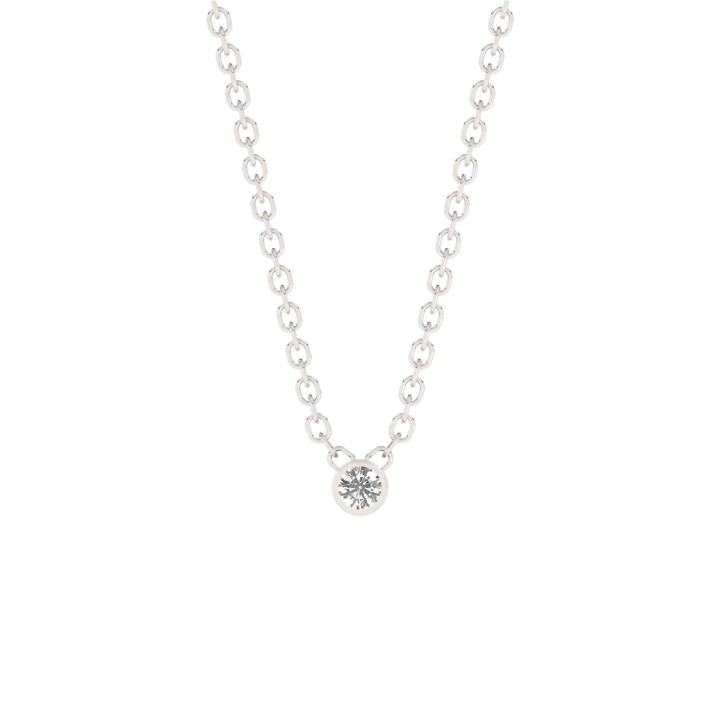 Bezel Lab-grown Diamond Necklace Tiny (0.03 ct.) 14K White Gold