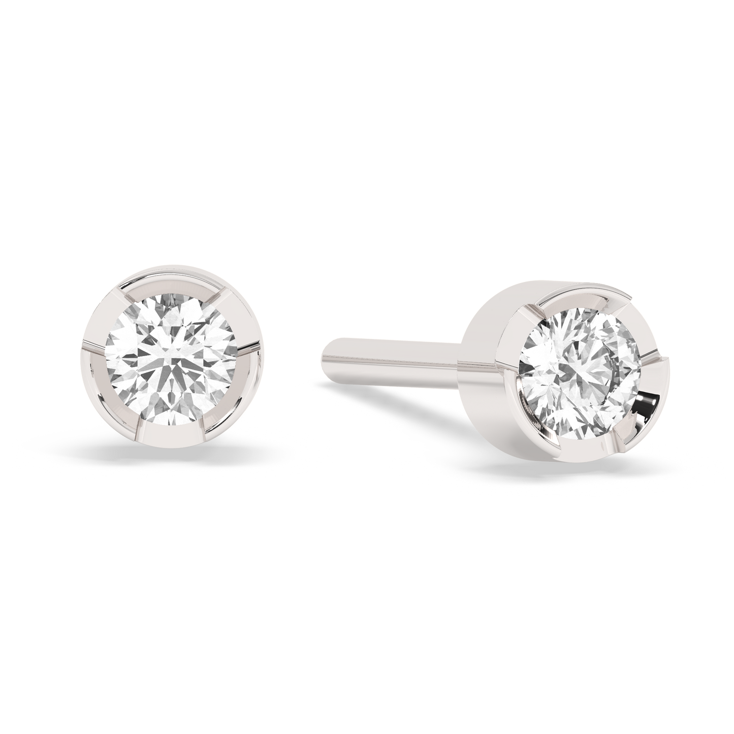 Lab-grown Diamond Bezel Stud Small 14K White Gold (0.06 ct.)