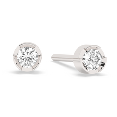 Small Bezel Lab-grown Diamond Stud - 14K White Gold (0.12 ct.) | Pair