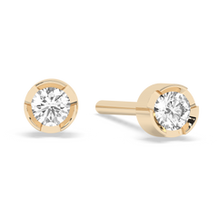 Small Bezel Lab-grown Diamond Stud - 14K Yellow Gold (0.12 ct.) | Pair