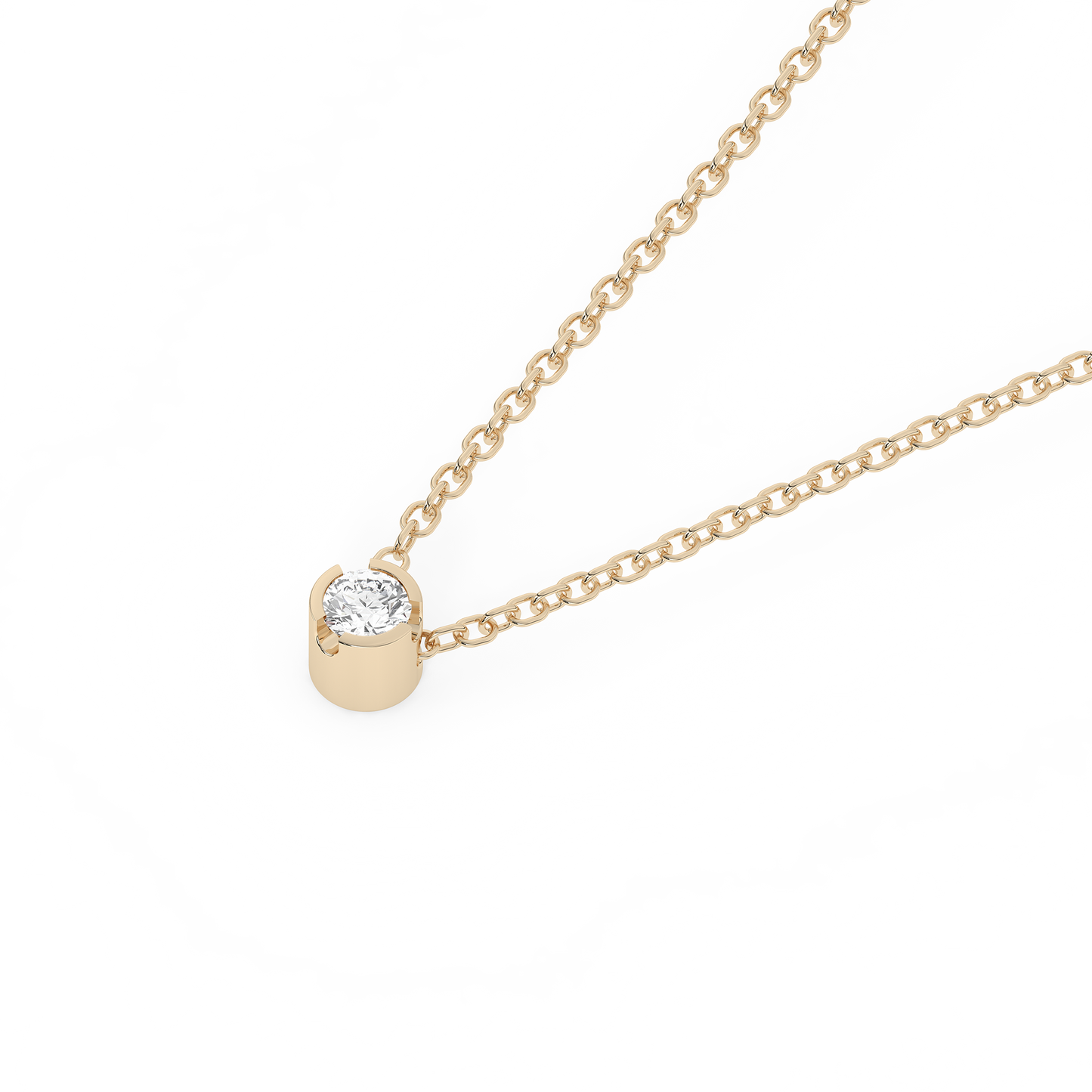 Bezel Lab-grown Diamond Necklace Small (0.06 ct.) 14K Yellow Gold