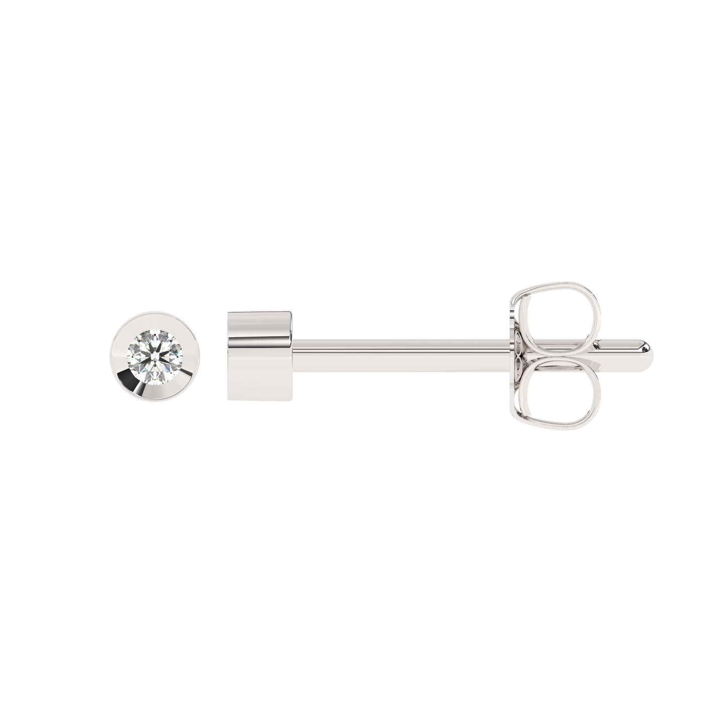 Lab-grown Diamond Bezel Stud Tiny 14K White Gold (0.015 ct.)