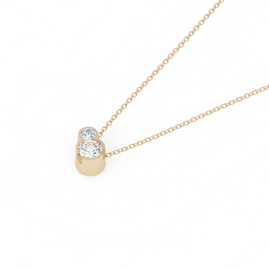 Bezel Lab-grown Diamond & Sapphire Necklace (0.13 ct.) 14K Yellow Gold