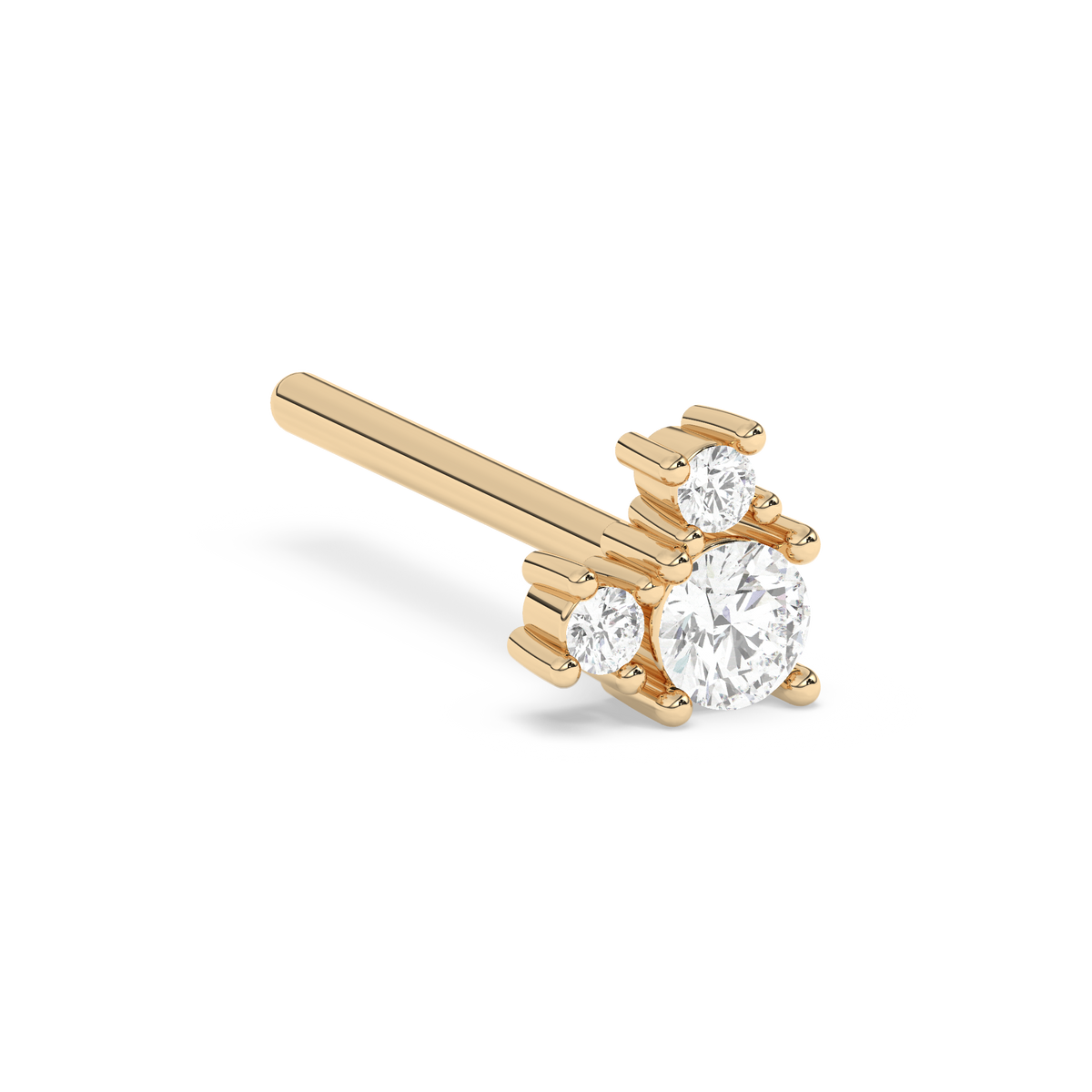 Three Stone Prong Diamond Stud